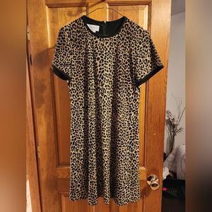 Leopard Print Dress with Black Trim, fully lined